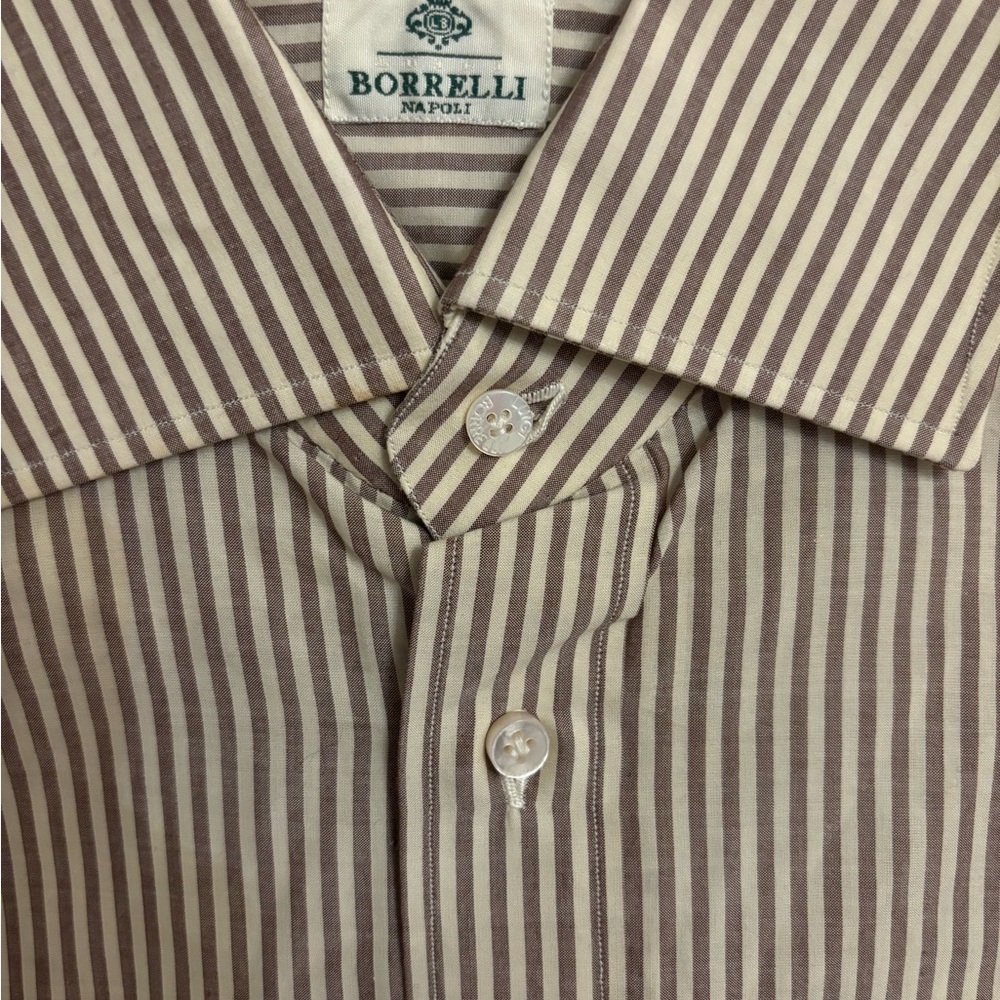 BORRELLI BROWN DRESS SHIRT